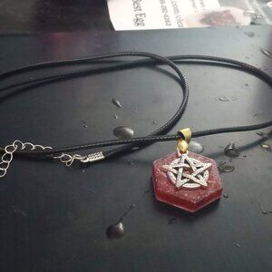 Handmade Red and Silver Supernatural Pentagram Necklace